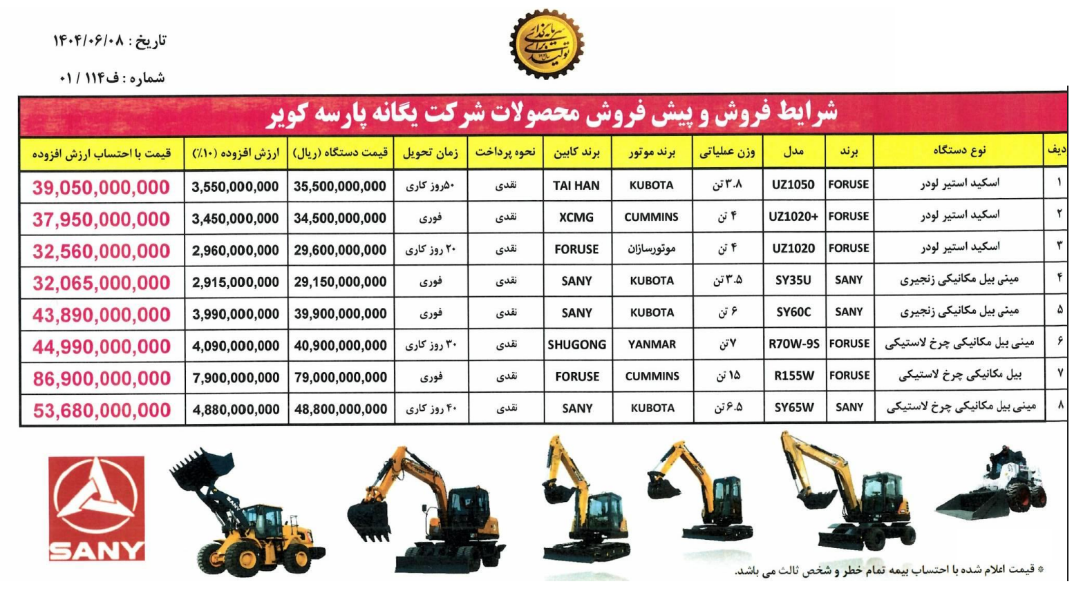 مینی بیل زنجیری 60 سانی | بررسی و قیمت مینی بیل زنجیری 6 تن سانی قیمت مینی بیل زنجیری سانی